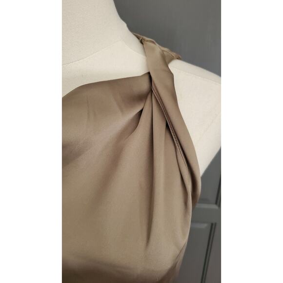 Zara Olive Green Satin Maxi Dress - Picture 8 of 13